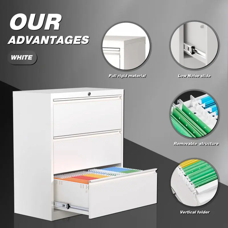 3 Drawer Lateral Steel File Cabinet+Detail