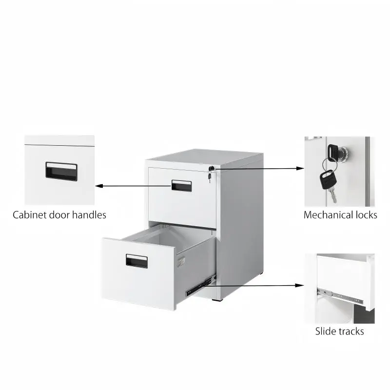  2-Drawer Vertical Steel File Cabinet+Detail