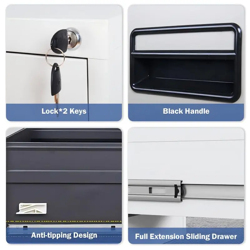  2-Drawer Vertical Steel File Cabinet+Detail