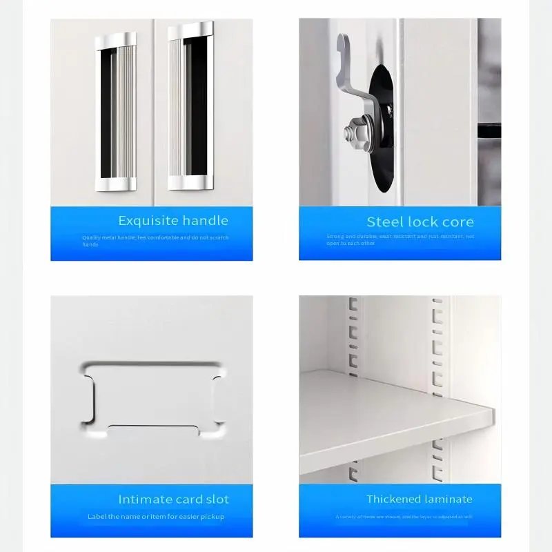 Double-Section Four-Door Office Cabinet+Detail