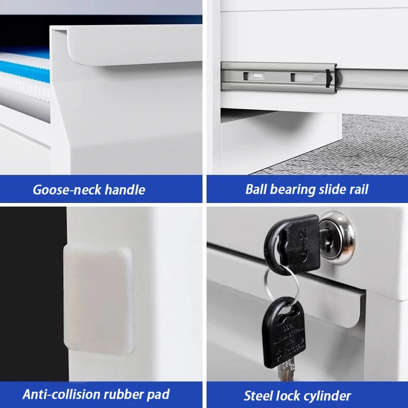 3 Drawers Fixed Pedestal Storage File Cabinet+Detail 3 Drawers Fixed Pedestal Storage File Cabinet+Detail