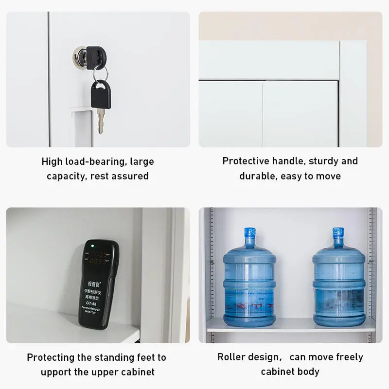 Four-Door Steel and Glass Filing Cabinet+Detail