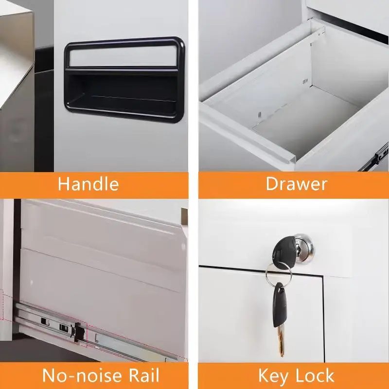 3-Drawer Vertical Steel File Cabinet+Detail 3-Drawer Vertical Steel File Cabinet+Detail