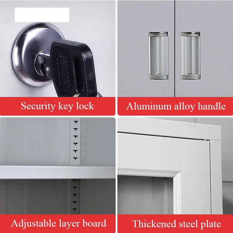 Steel Filing Cabinet with Swing Glass Door+Detail