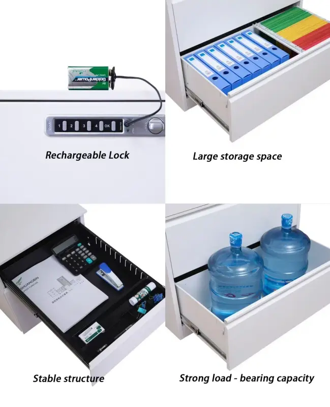 Code Lock 3-Drawer Steel Mobile Cabinet+Detail