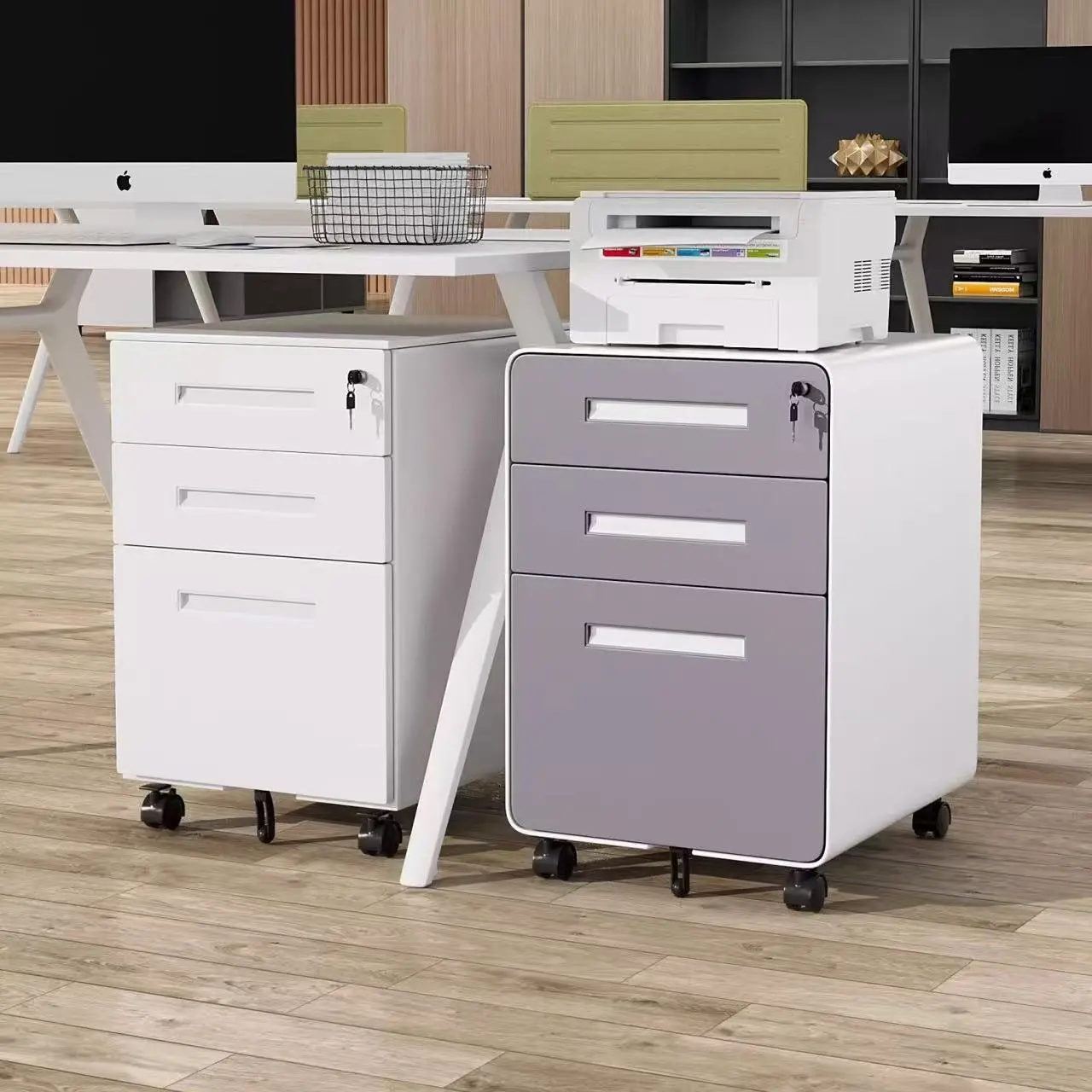 Code Lock 3-Drawer Steel Mobile Cabinet+Application