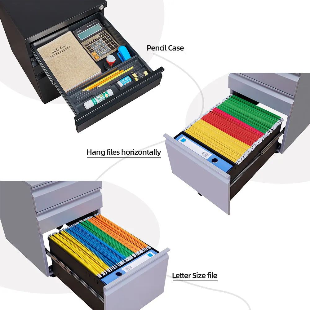 2-Drawer Steel Mobile Cabinet+Detail 2-Drawer Steel Mobile Cabinet+Detail