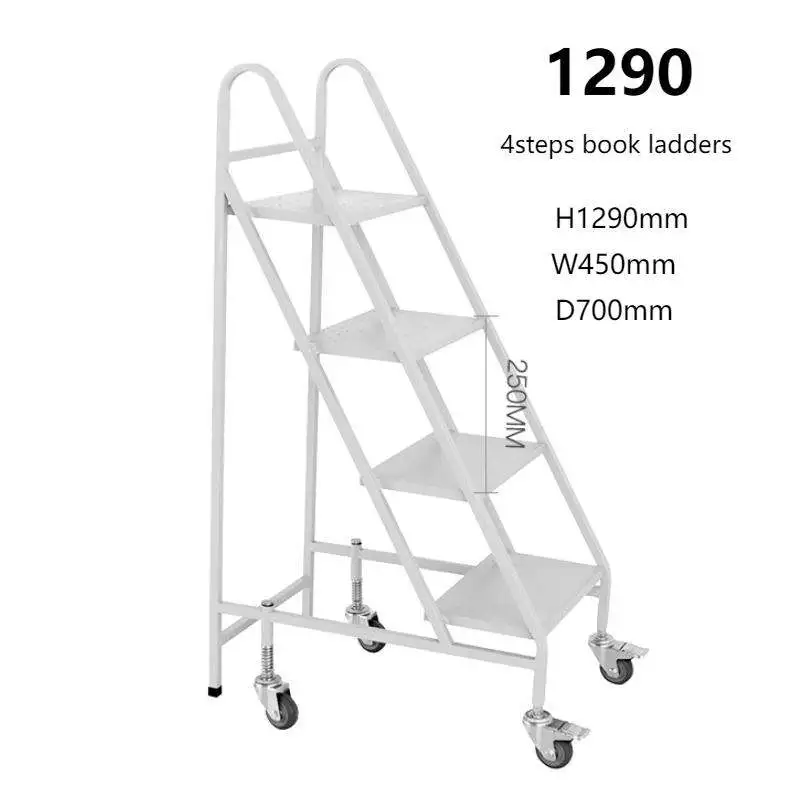 3-Step Steel Library Book Ladder-Detail 3-Step Steel Library Book Ladder-Detail