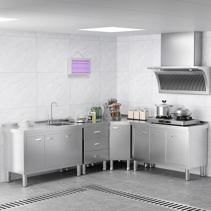 Stainless Steel Floor Cupboard with 2 Stove+Appllication