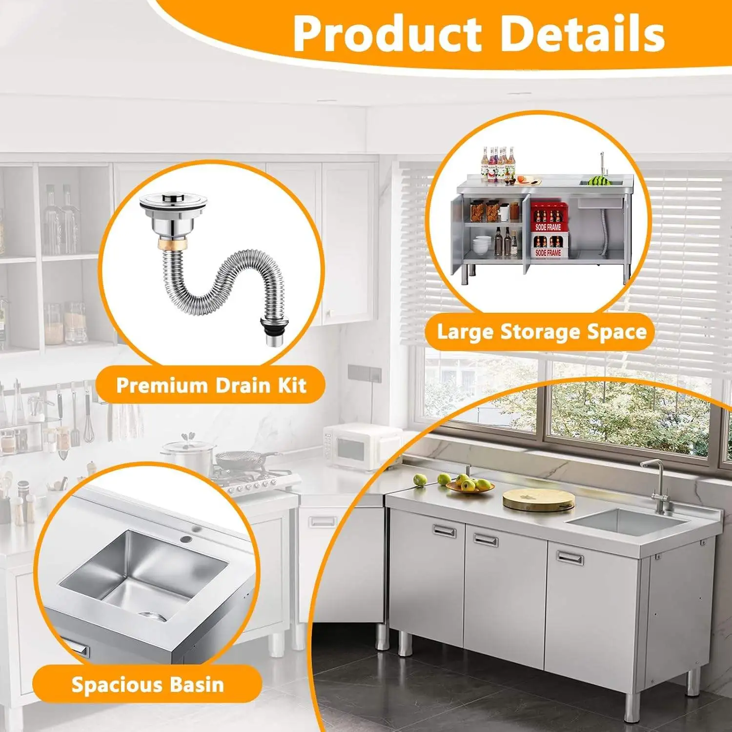 Stainless Steel Sink Cupboard+Detail Stainless Steel Sink Cupboard+Detail