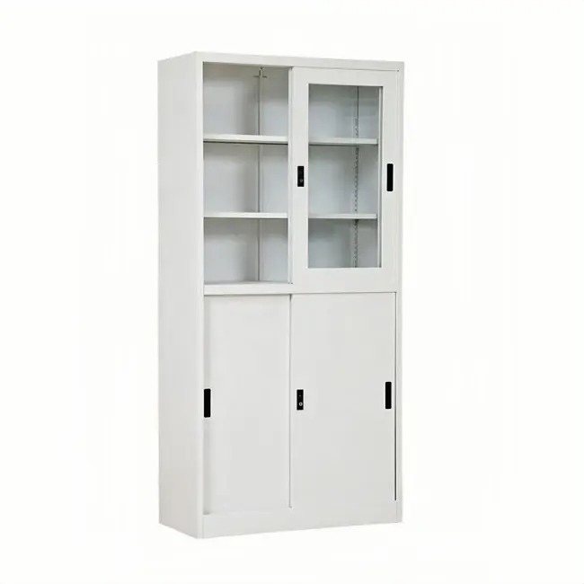 Sliding Four-Door Steel and Glass Filing Cabinet+Product