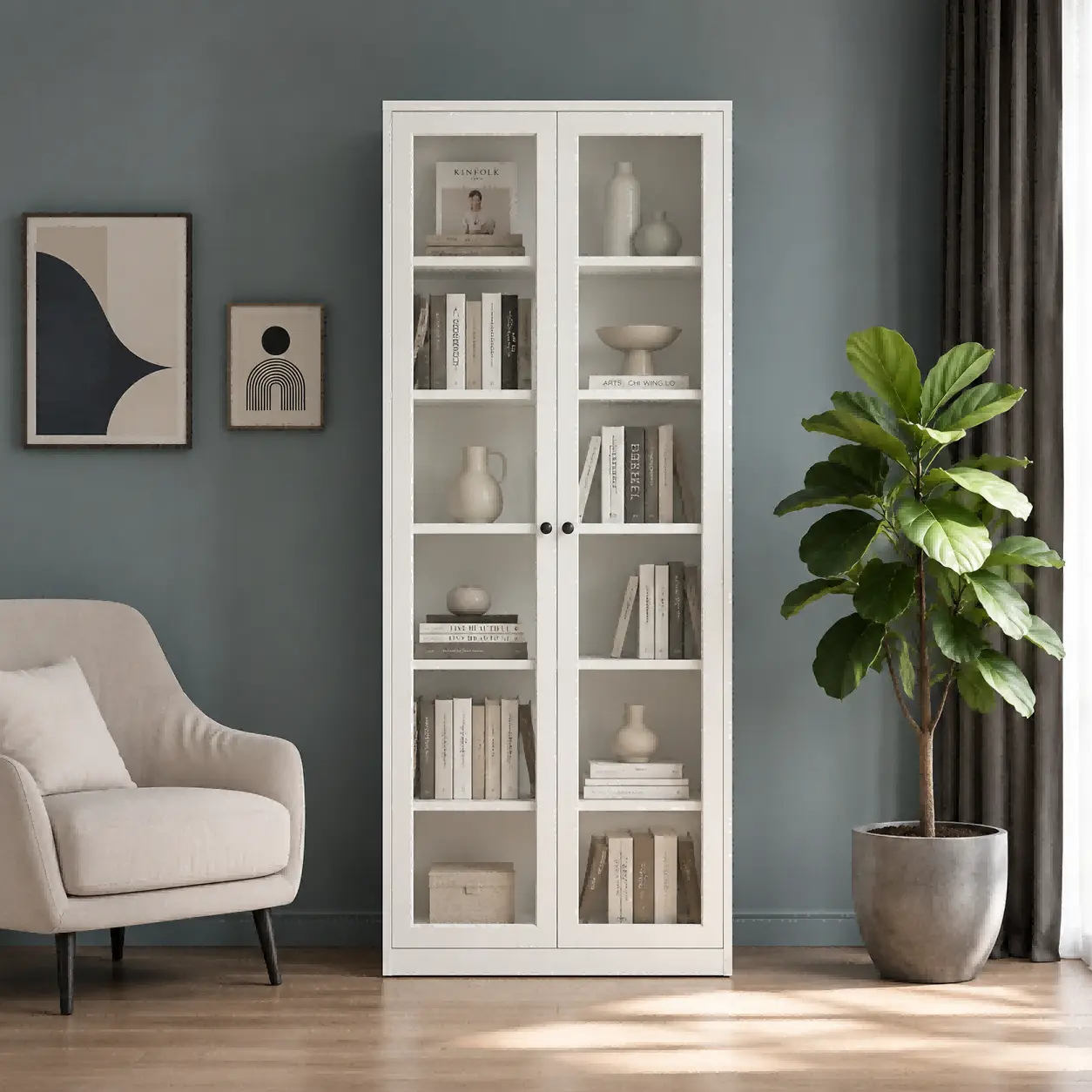 Full Glass Double Door Steel Cabinet