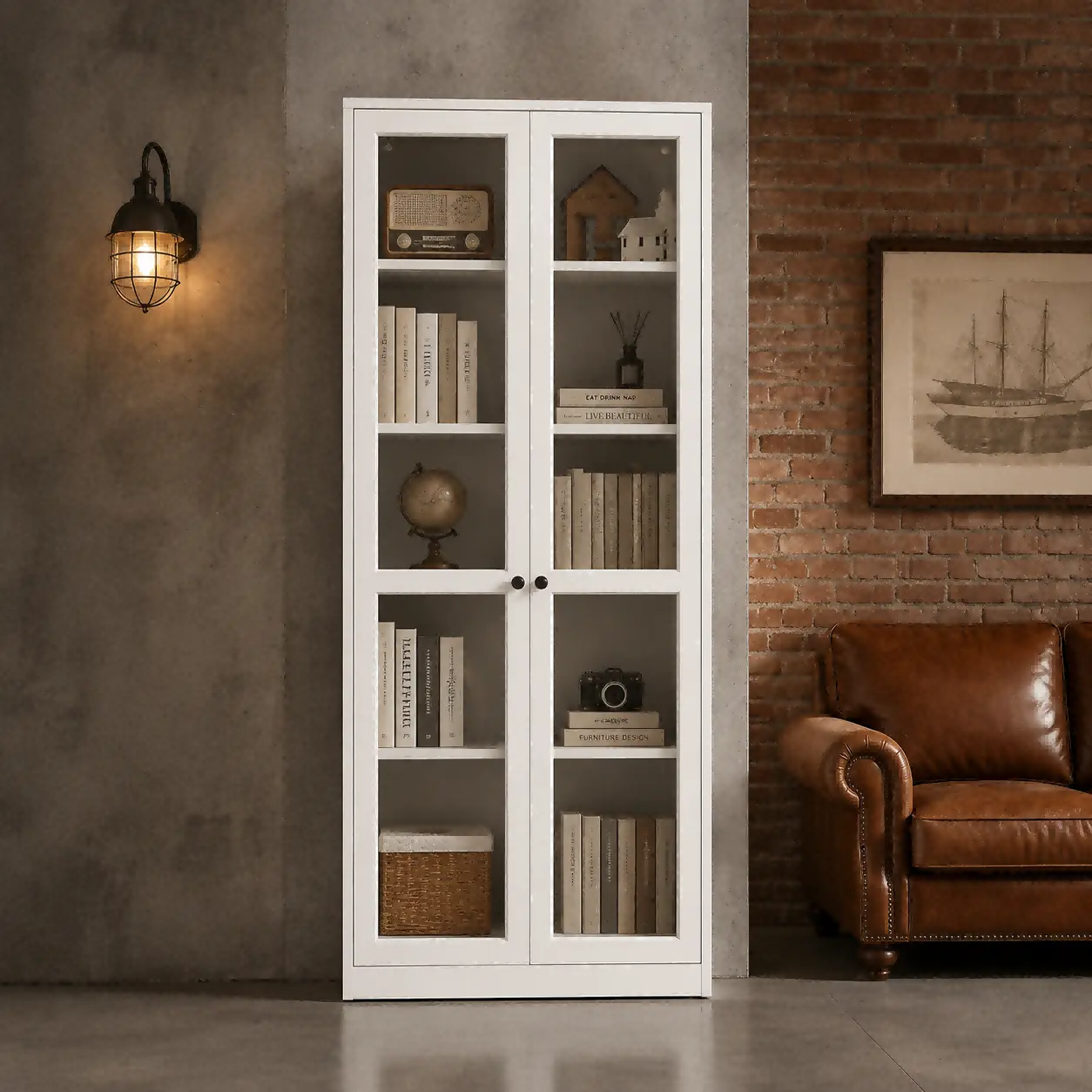Full Glass Double Door Steel Cabinet