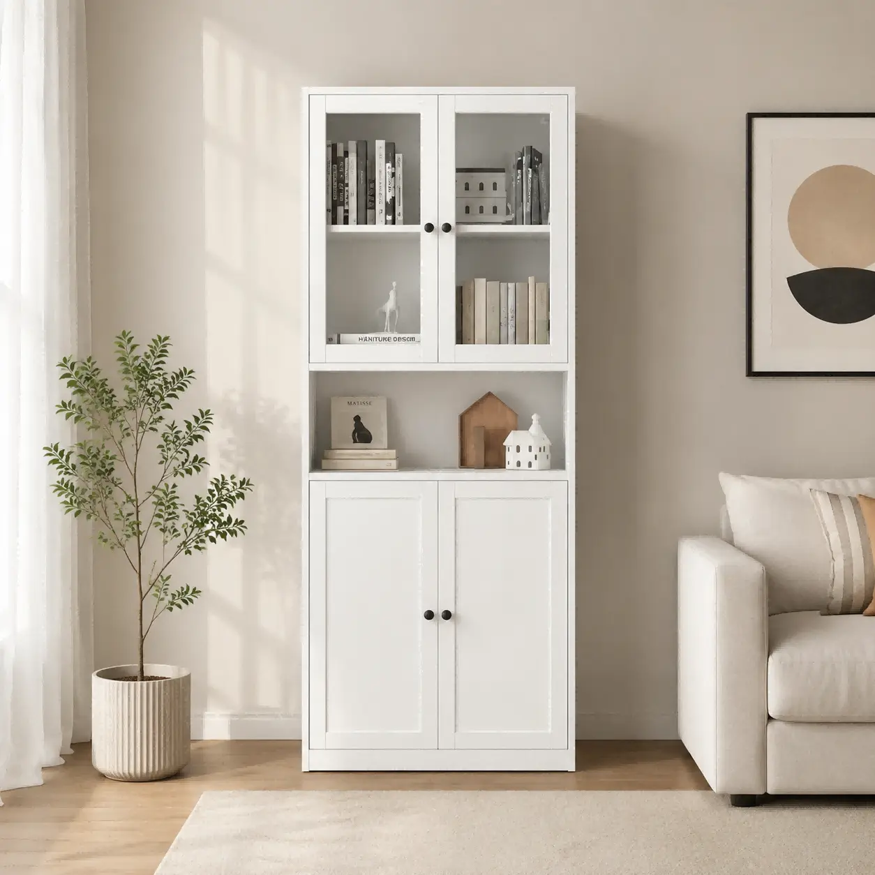 Steel Double Glass Door Bookcase