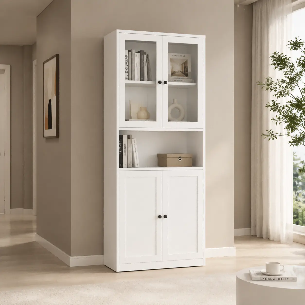 Steel Double Glass Door Bookcase