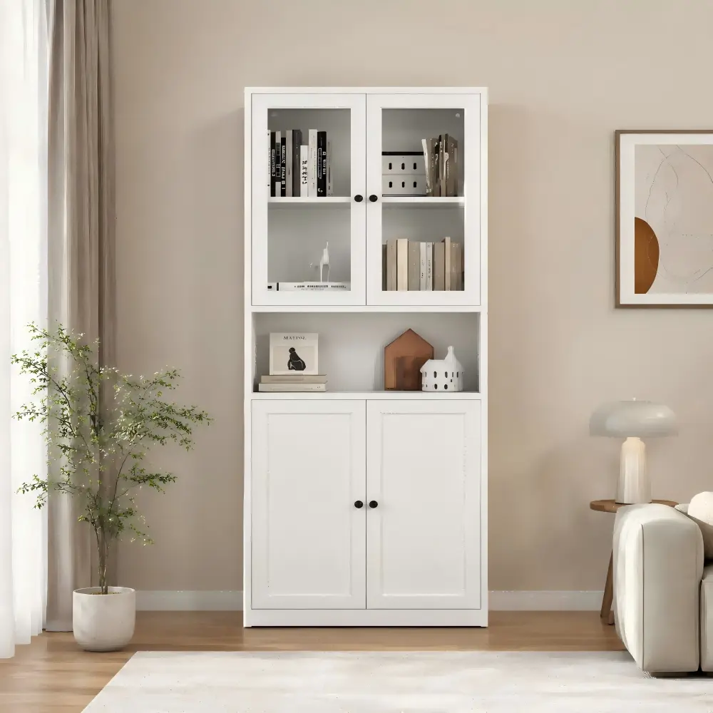 Steel Double Glass Door Bookcase