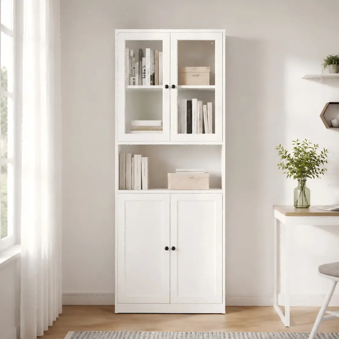 Steel Double Glass Door Bookcase