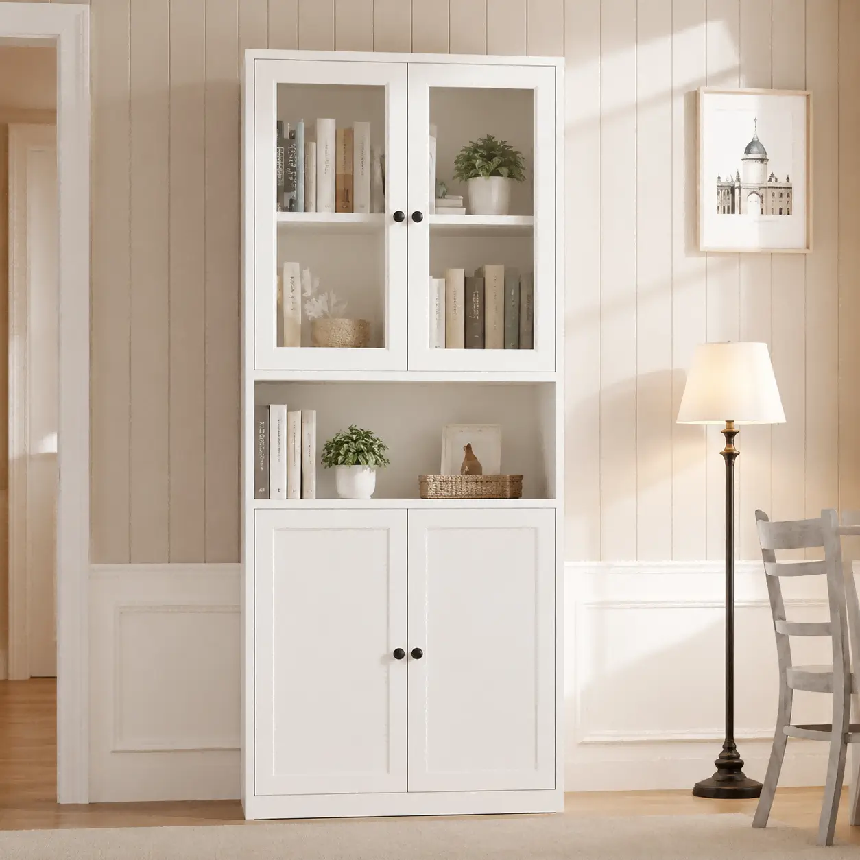 Steel Double Glass Door Bookcase