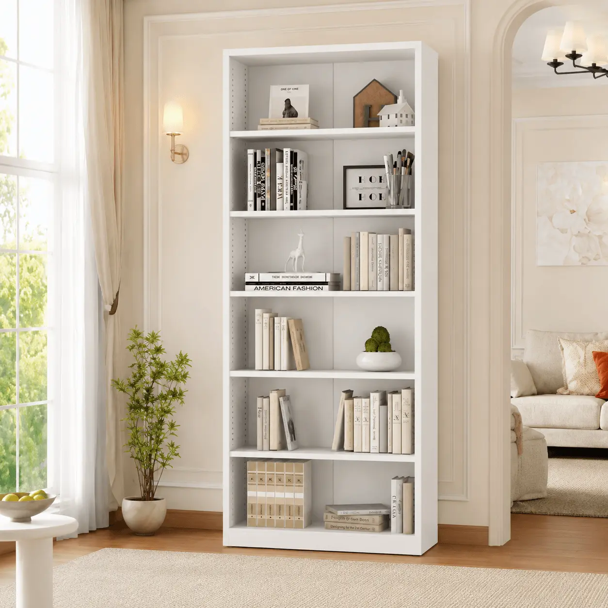 6-Tier Wide Tall Open Bookcase