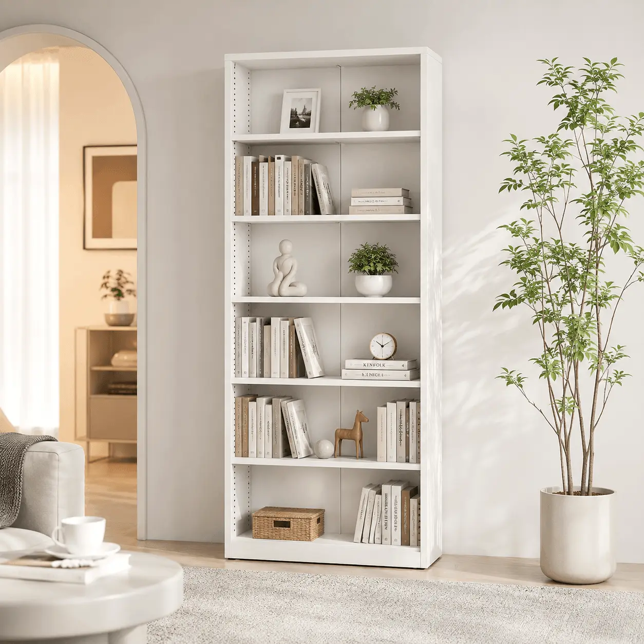 6-Tier Wide Tall Open Bookcase