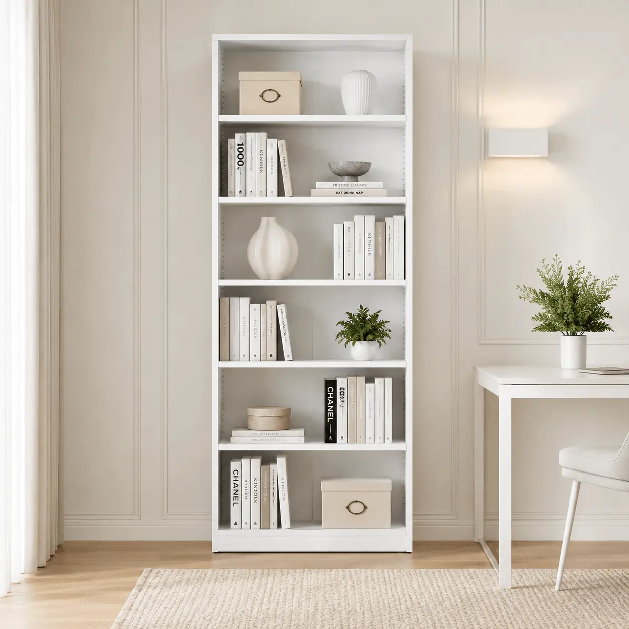 6-Tier Wide Tall Open Bookcase