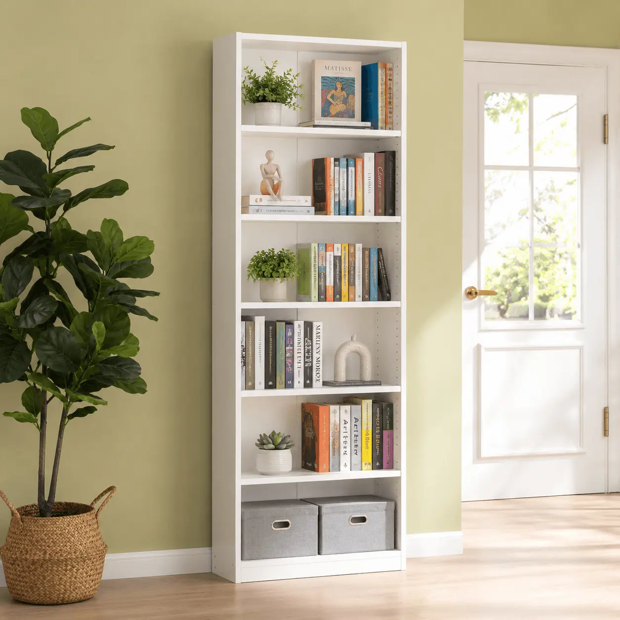 6-Tier Wide Tall Open Bookcase