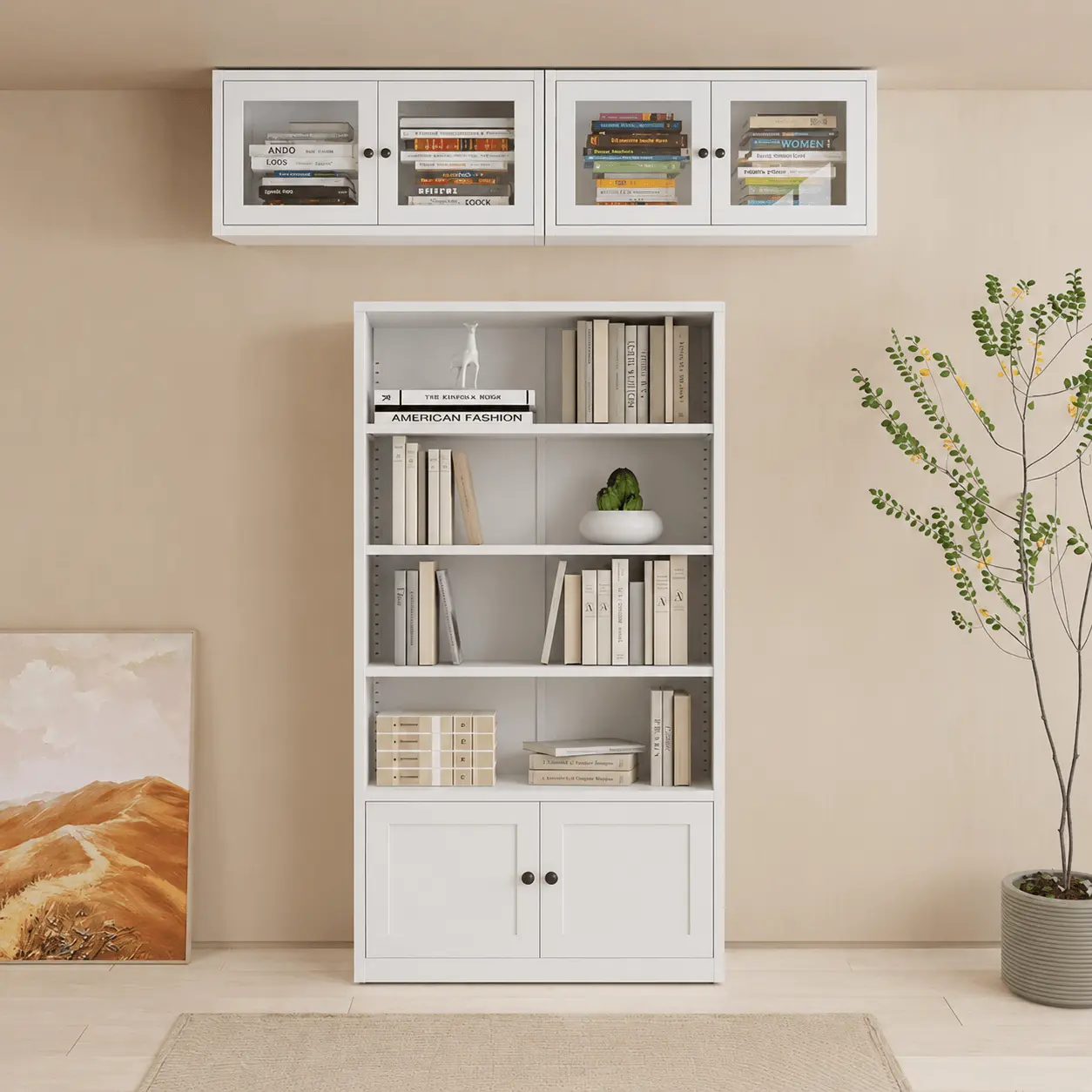 4‑Tier Double‑Door Low Bookcase 4‑Tier Double‑Door Low Bookcase