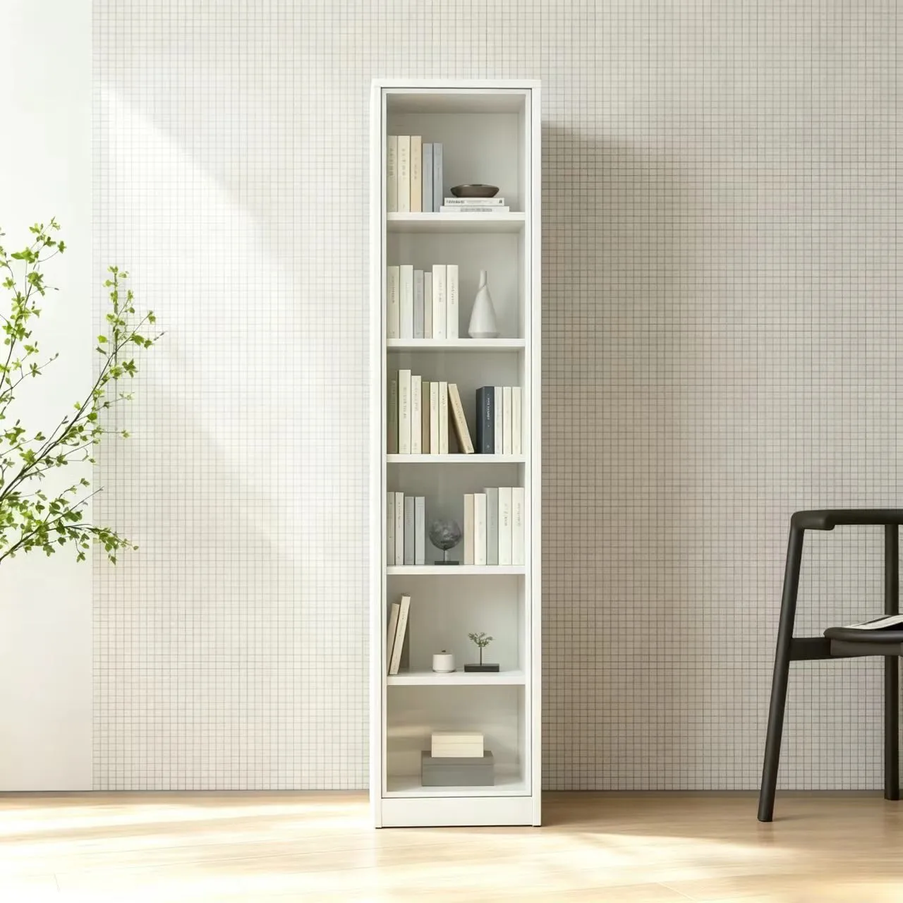 Narrow Frame Glass Door Office Bookcase