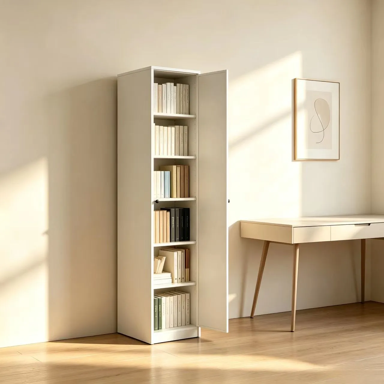 Narrow Frame Steel Door Bookcase 