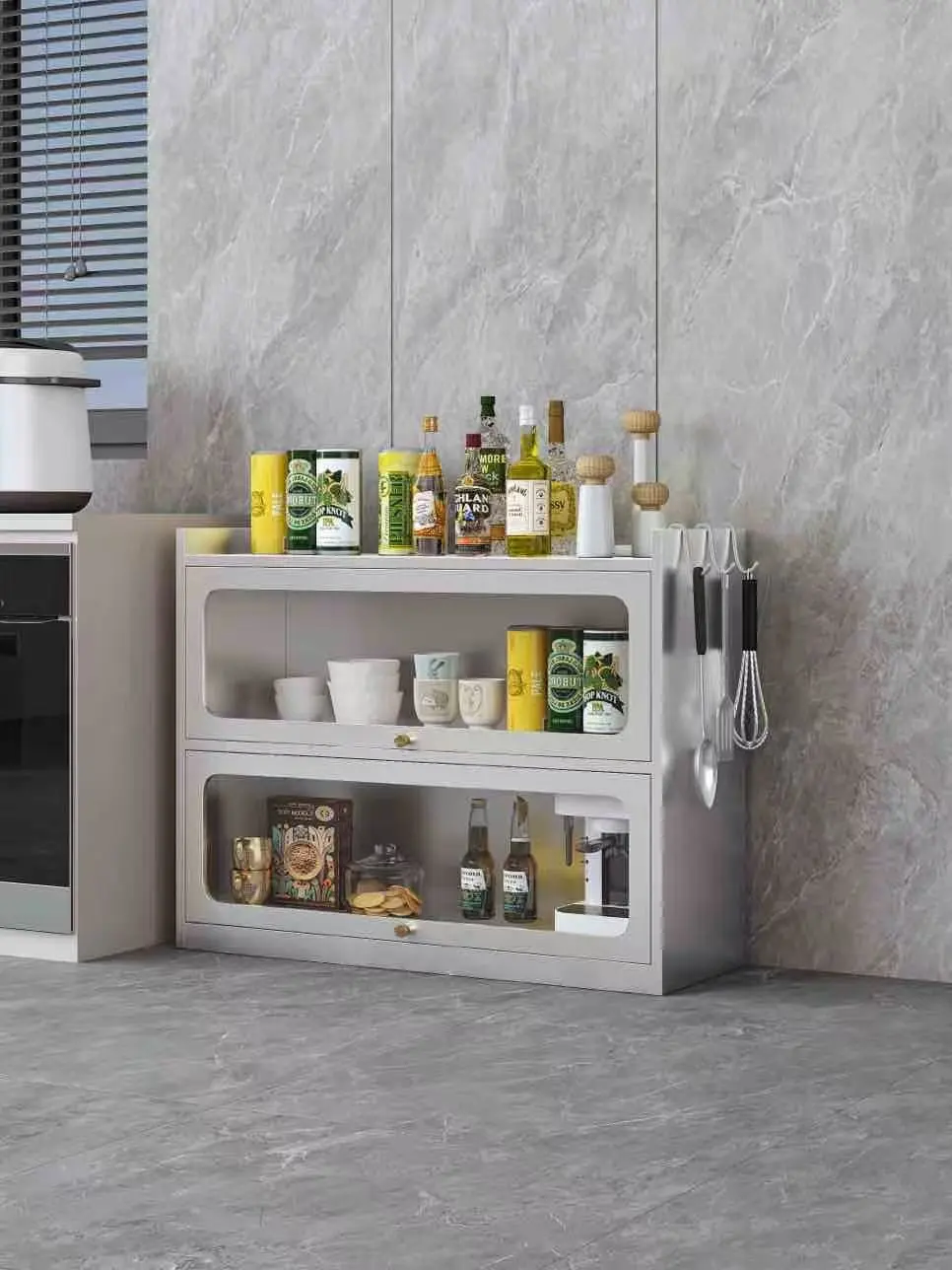 Stainless steel 2-door flip-top cabinet (3)