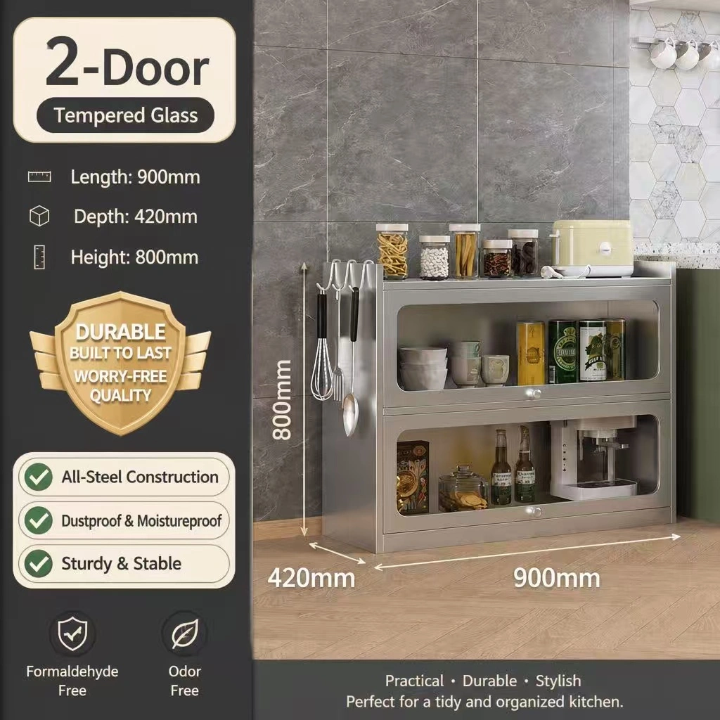 Stainless steel 2-door flip-top cabinet+Details