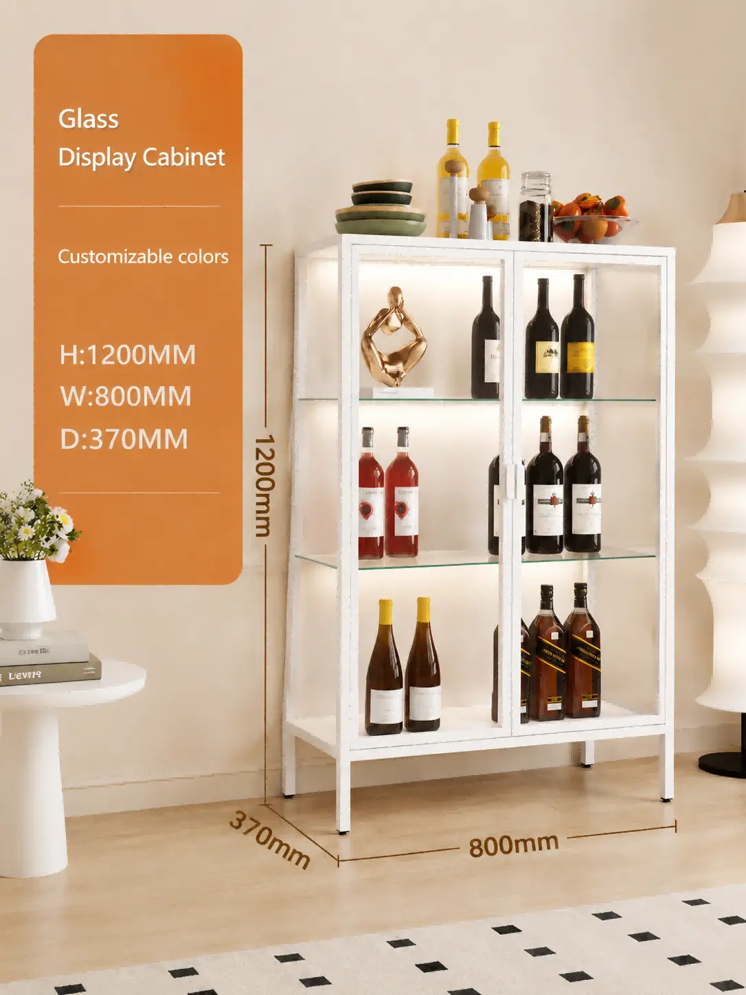 Double Door Glass Display Cabinet