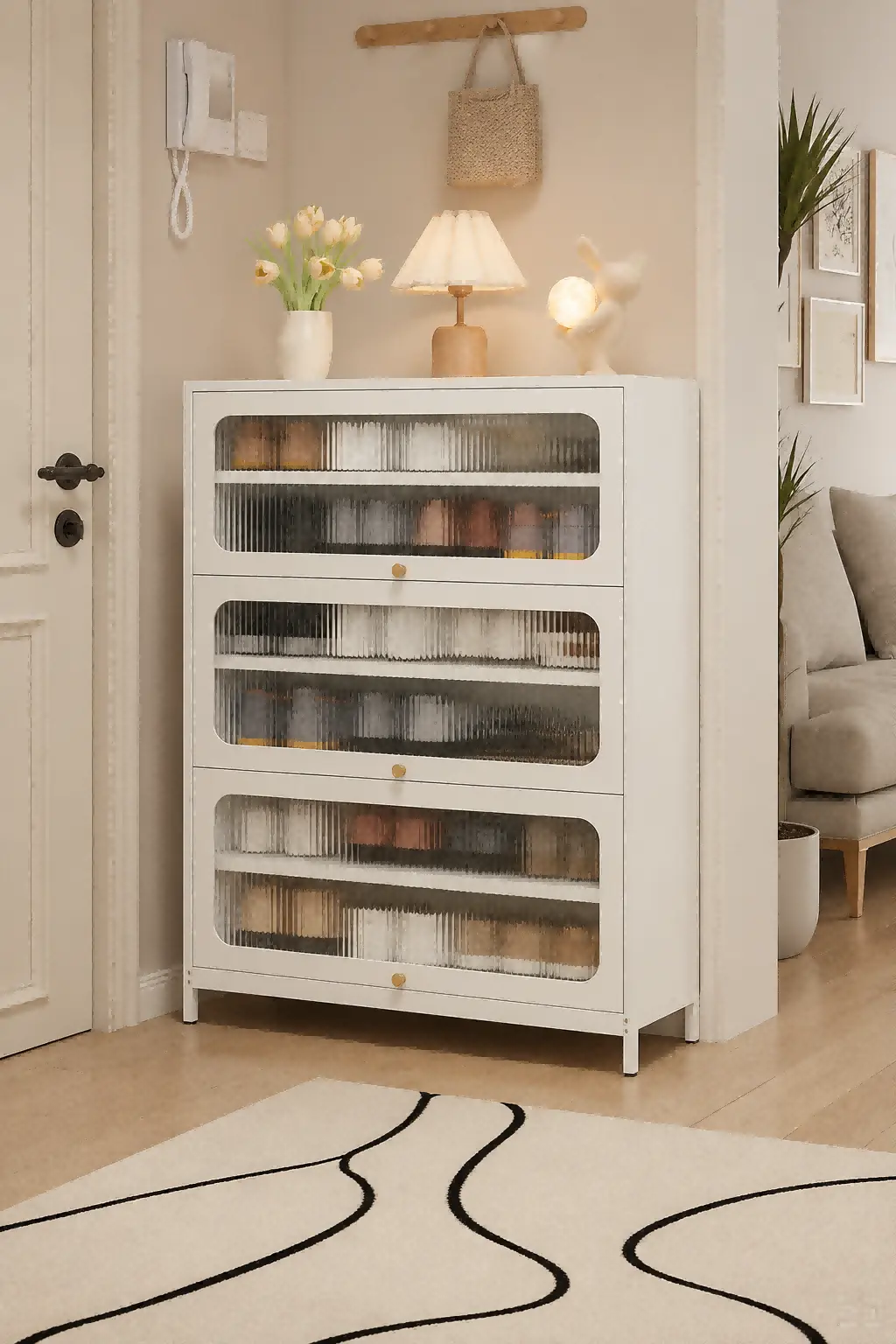 Three Door Square Panel Shoe Cabinet Three Door Square Panel Shoe Cabinet