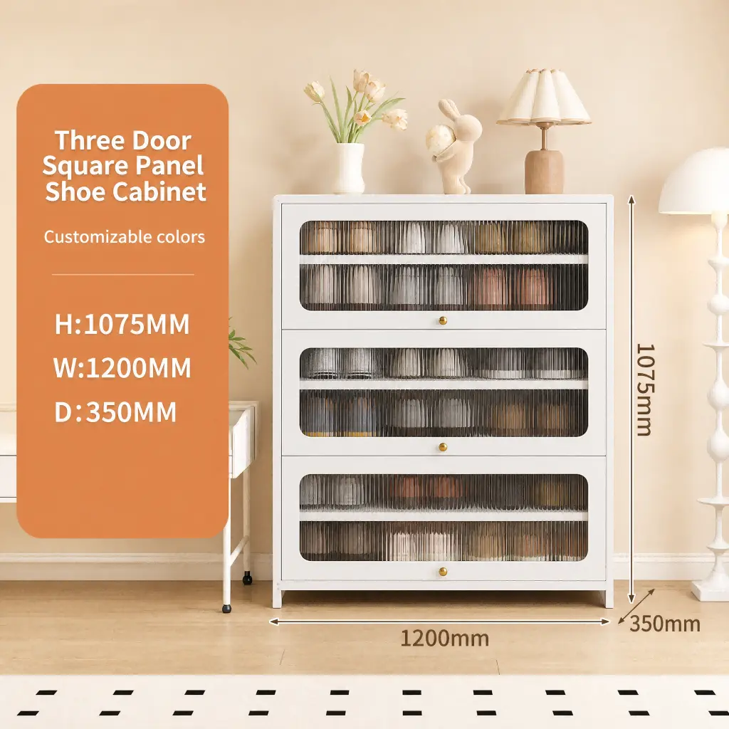 Three Door Square Panel Shoe Cabinet Three Door Square Panel Shoe Cabinet