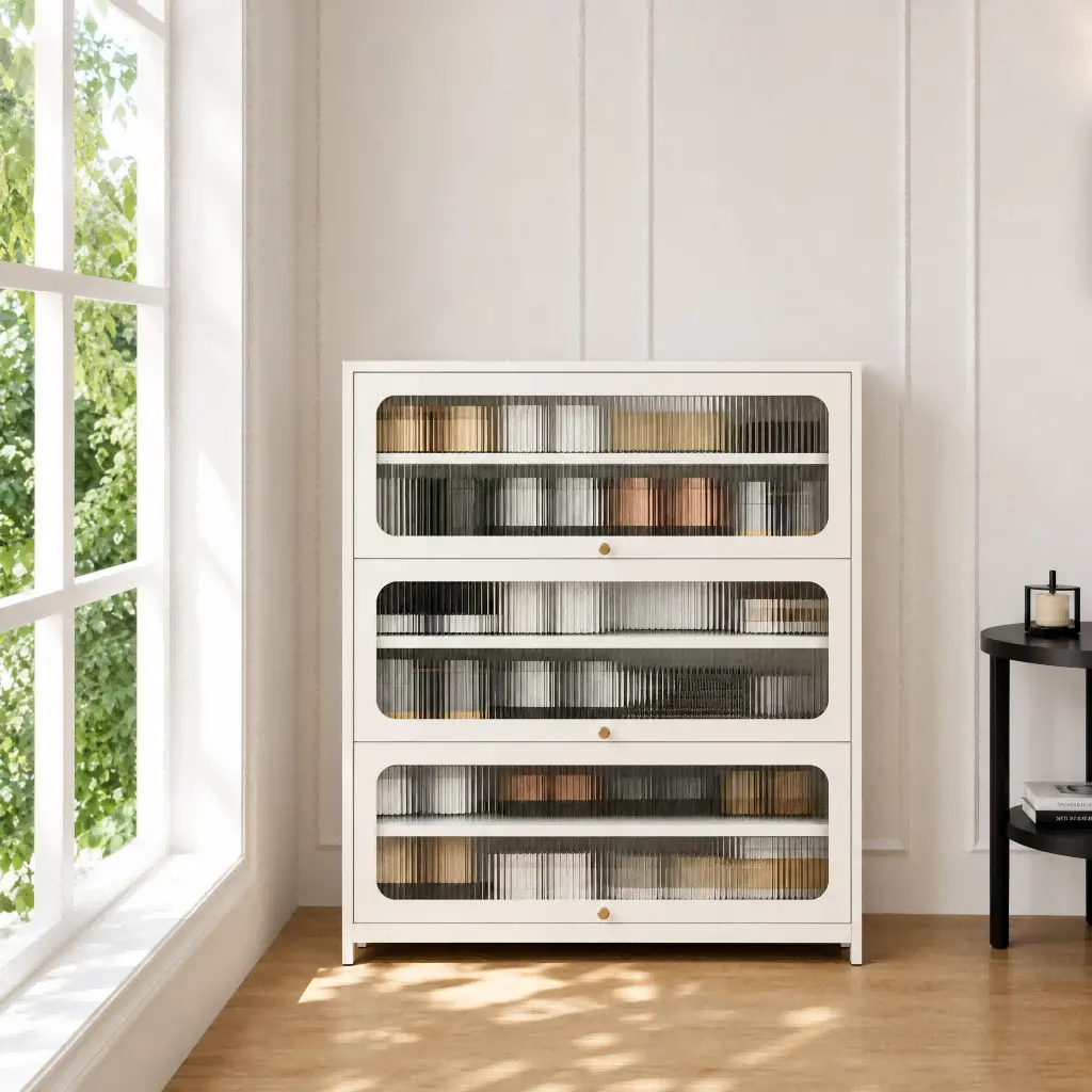 Three Door Square Panel Shoe Cabinet Three Door Square Panel Shoe Cabinet