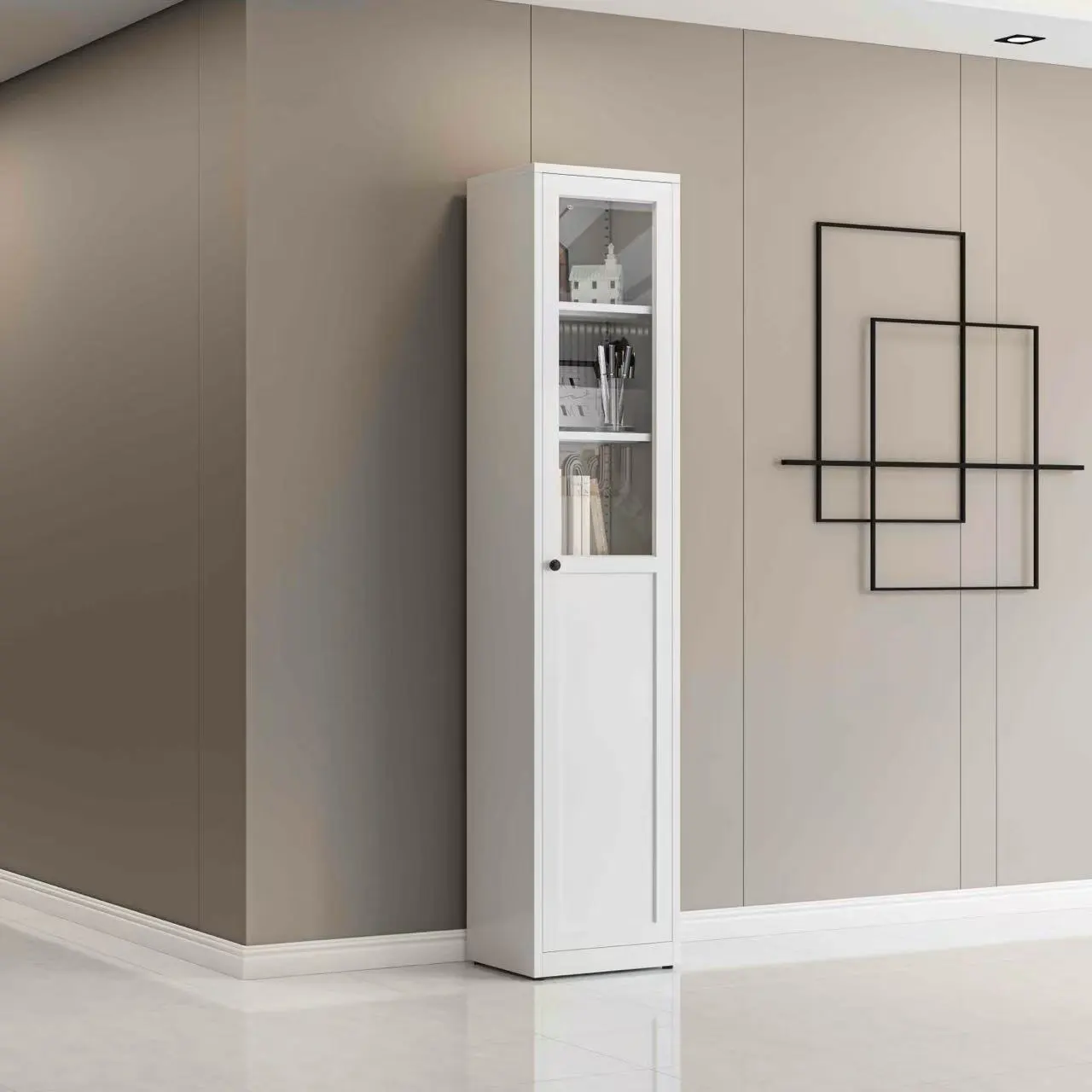 Narrow-framed glass bookcase Narrow-framed glass bookcase