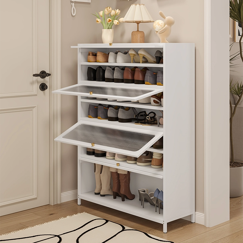 Four Door Square Panel Shoe Cabinet