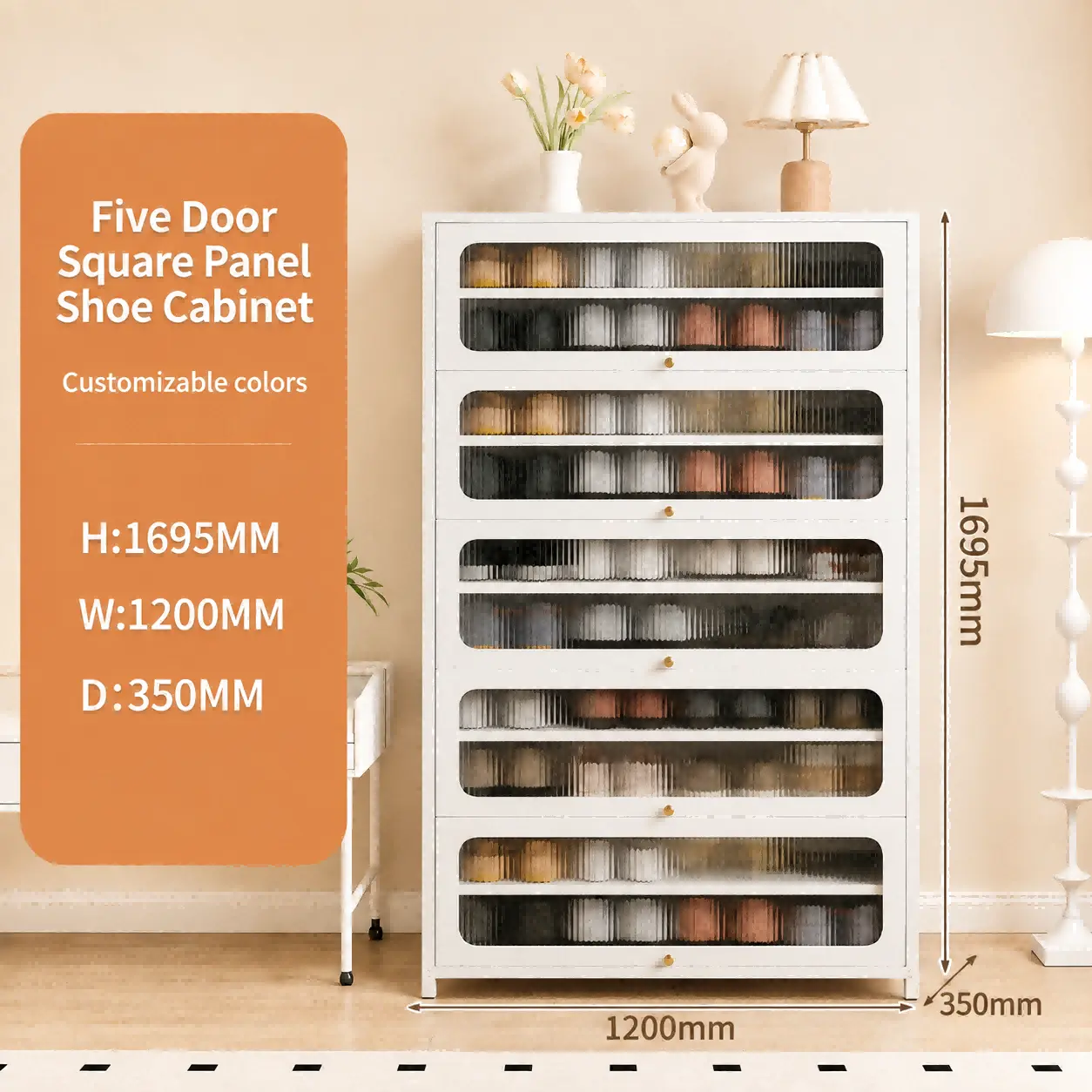 Five Door Square Panel Shoe Cabinet Five Door Square Panel Shoe Cabinet