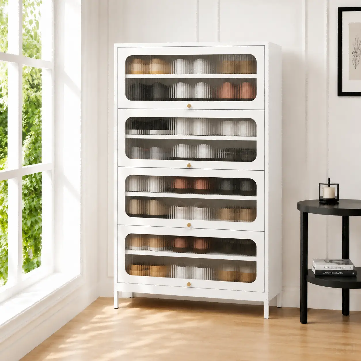 Five Door Square Panel Shoe Cabinet