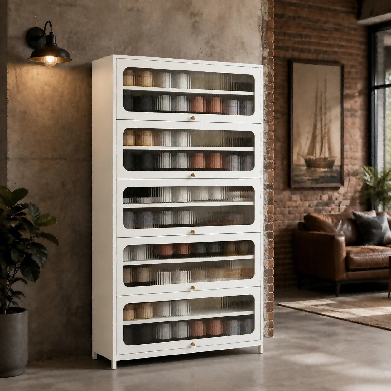 Five Door Square Panel Shoe Cabinet Five Door Square Panel Shoe Cabinet